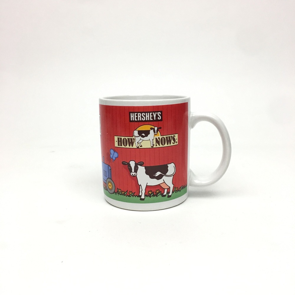 Hersheys How Now Cows Vintage Coffee‎ Mug Tea Cup Farm Tractor Image Collectible